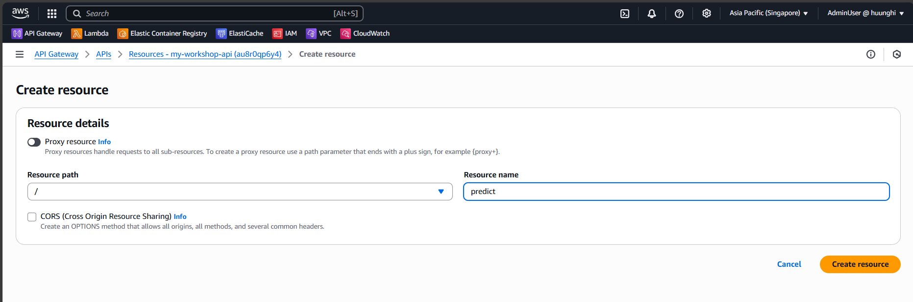 API Gateway :: Machine Learning Inference Workshop